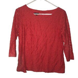 Talbots Petite Womens Coral Lace Top Size MP